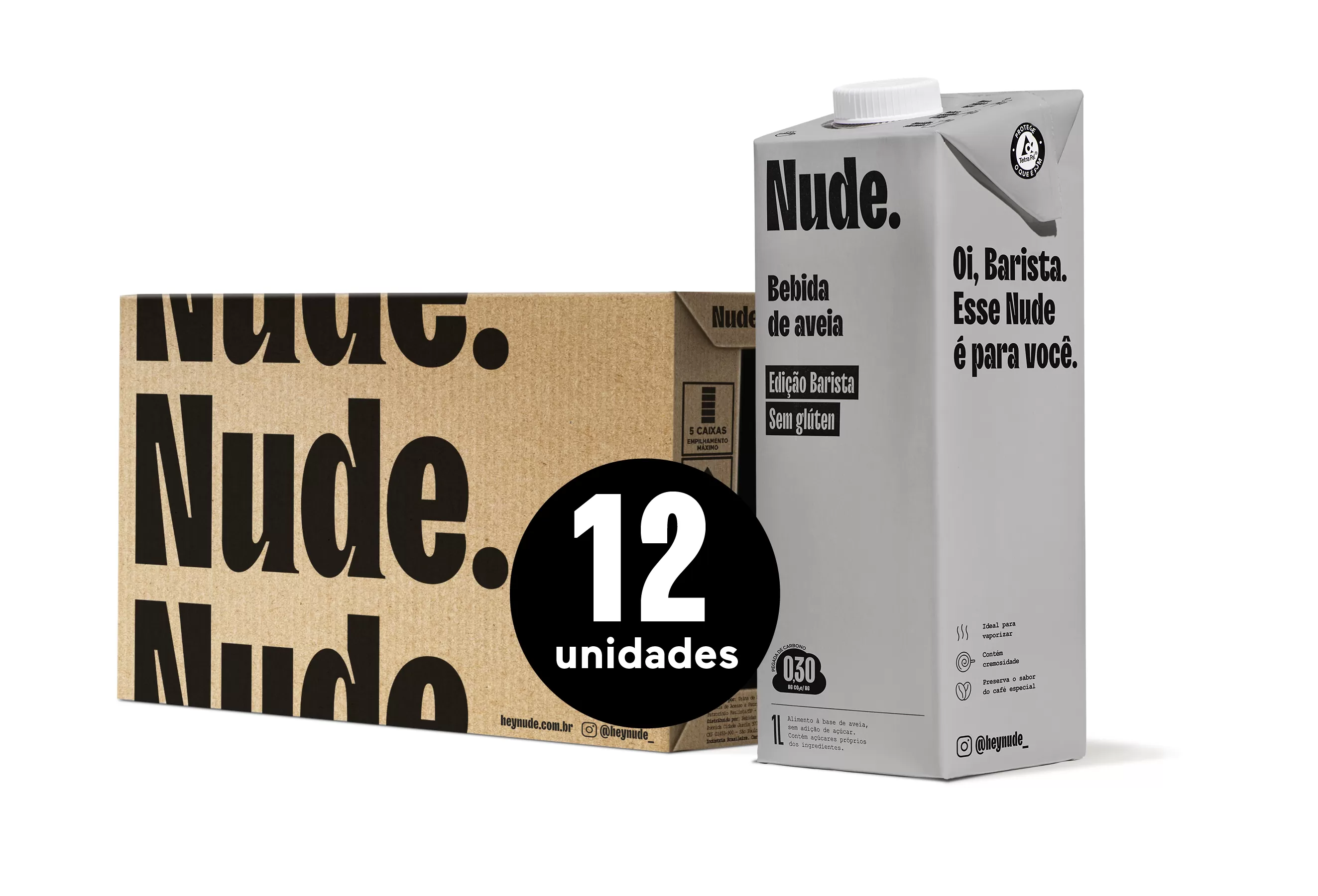 Caixa com 12 Unidades - Kit Nude Barista 1L